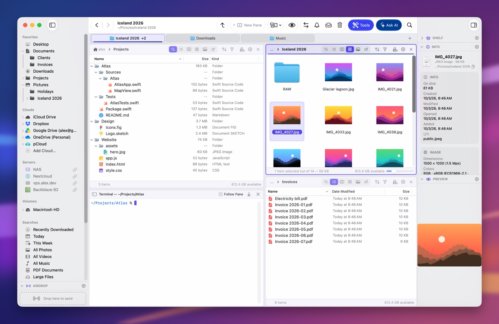 Folia Files with the Ink theme (light)