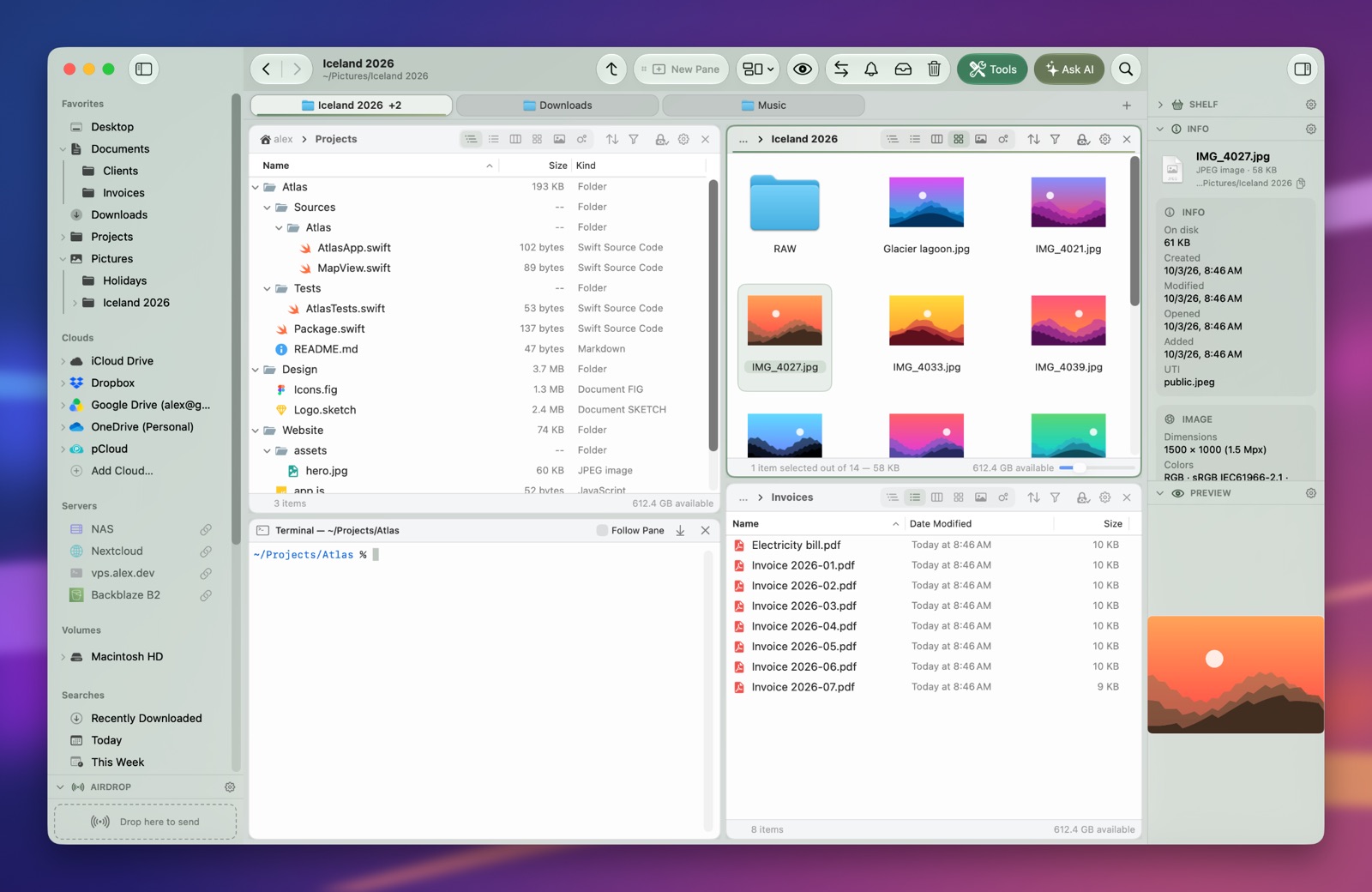 Folia Files with the Matcha theme (light)