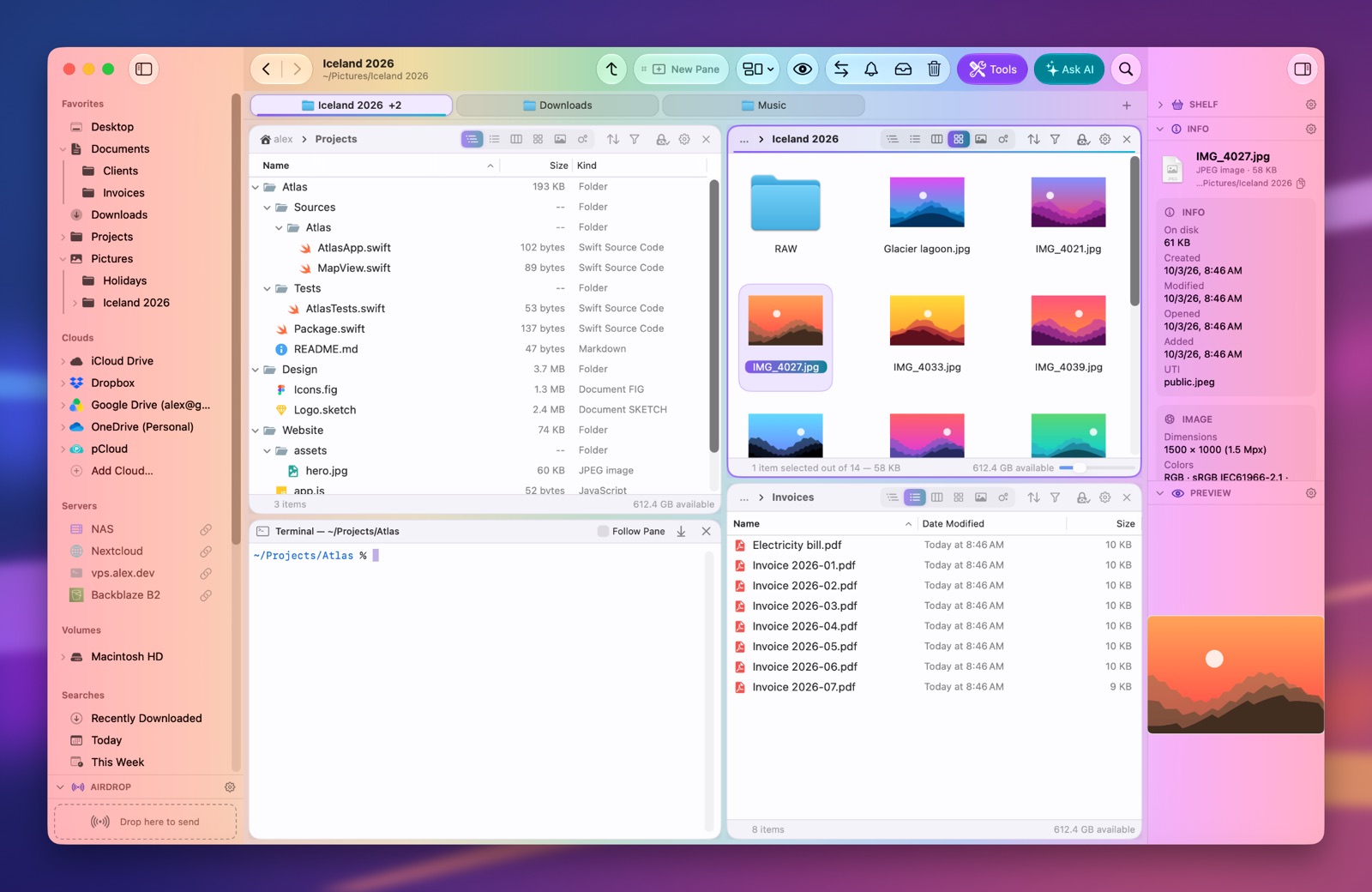 Folia Files with the Prism theme (light)