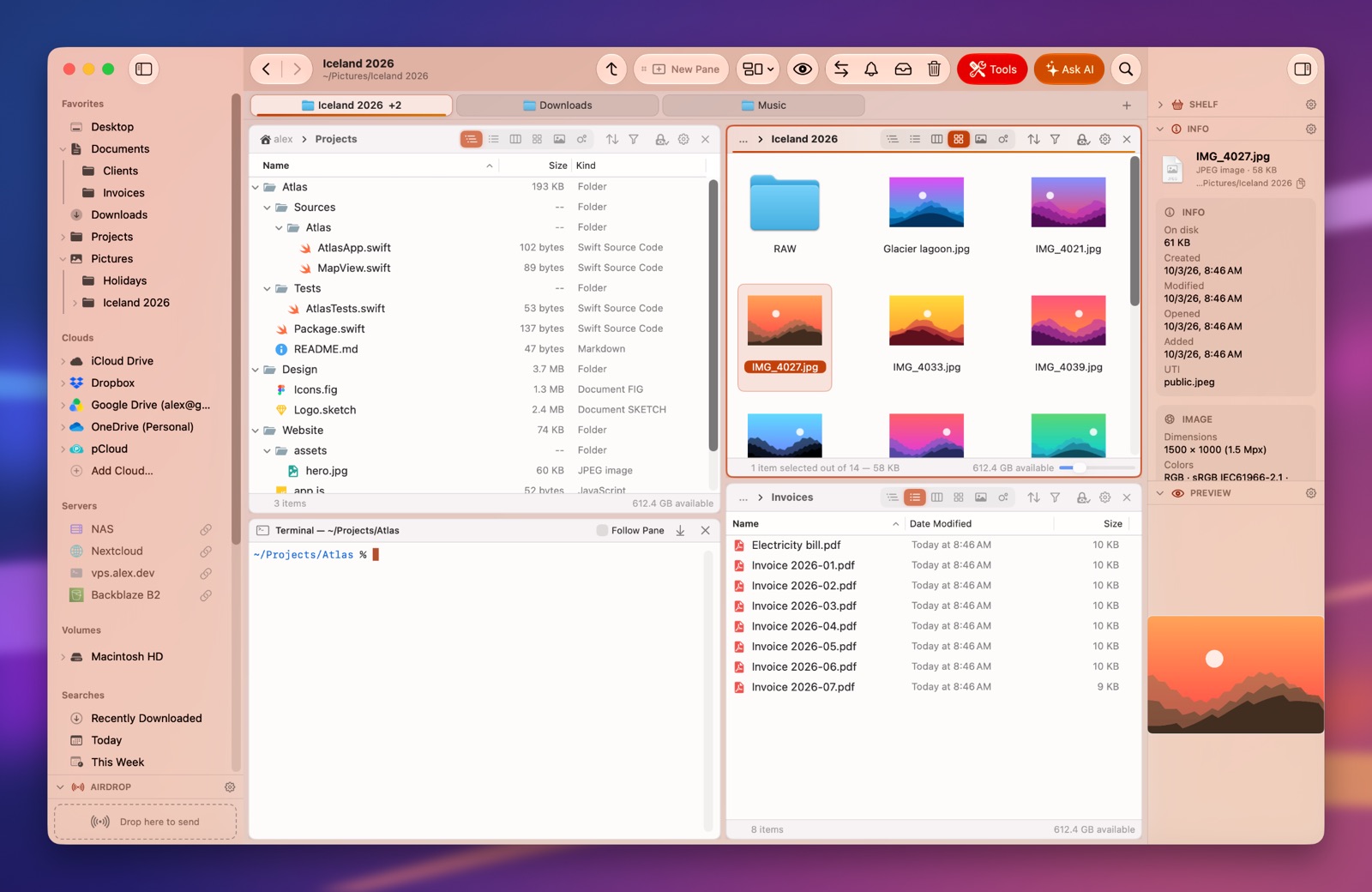 Folia Files with the Terracotta theme (light)